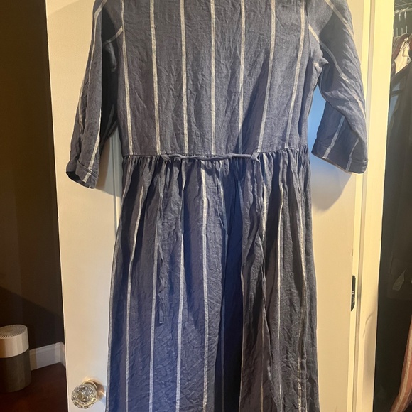 Pyne and Smith Blue and white stripe linen dress XS Maritime - Picture 3 of 3